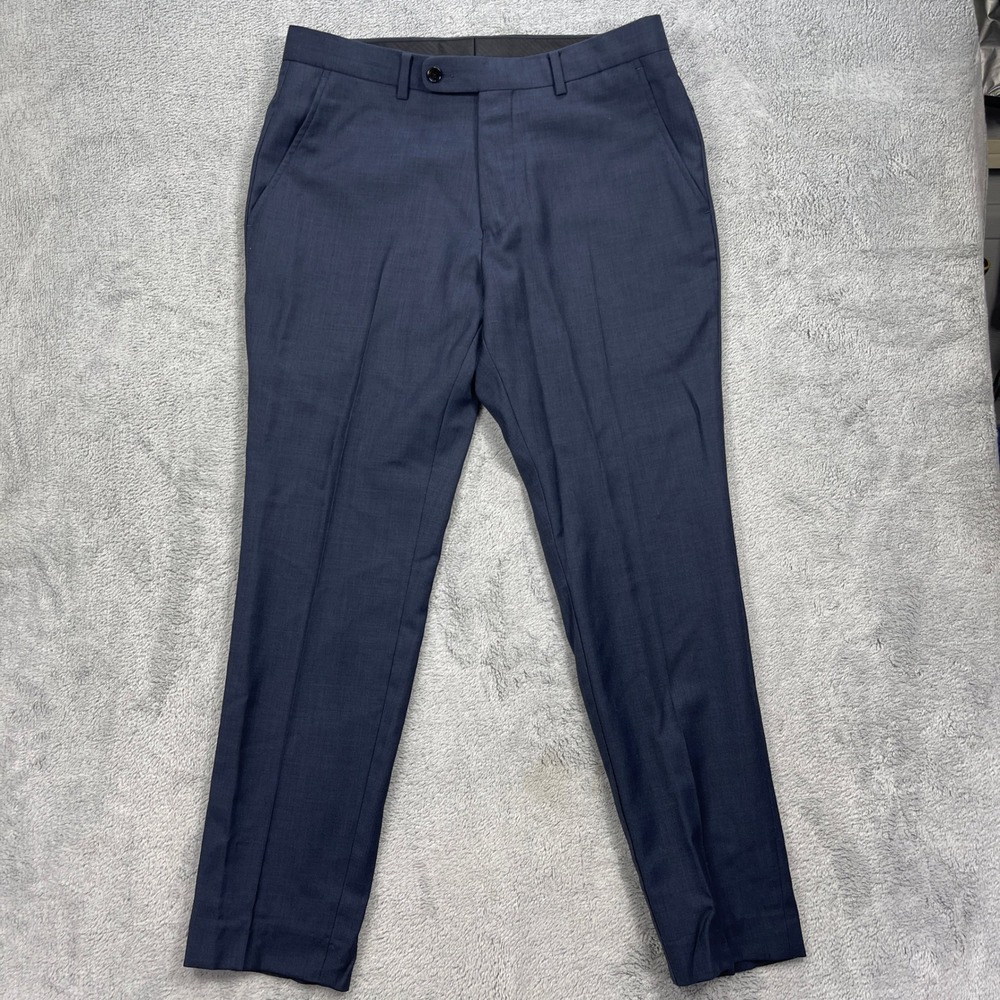 Indochino Dress Pants Men 32 Blue Custom Menswear Slim Fit Flat Front Trousers